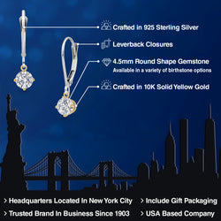 Earrings in 925 Sterling Silver and 10K Yellow Gold