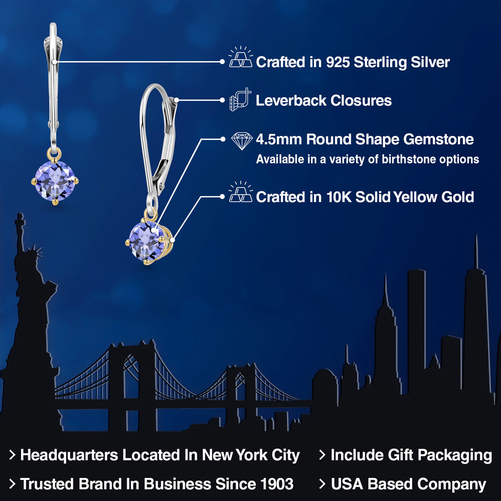 Earrings in 925 Sterling Silver and 10K Yellow Gold