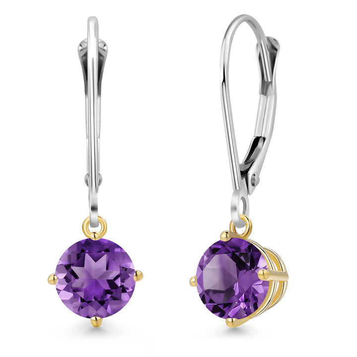 Amethyst - February_Earrings in 925 Sterling Silver and 10K Yellow Gold