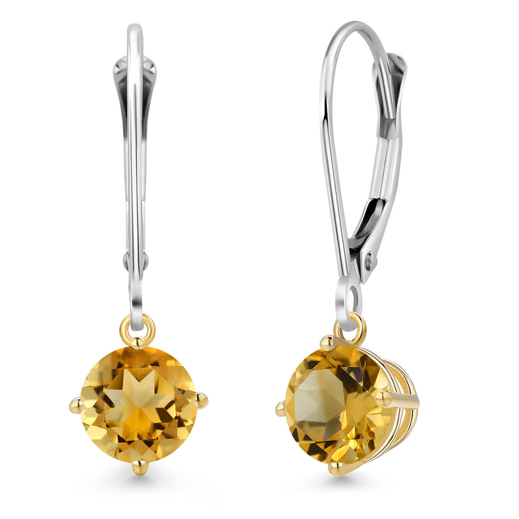 Citrine - November_Earrings in 925 Sterling Silver and 10K Yellow Gold