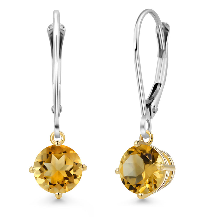 Citrine - November_Earrings in 925 Sterling Silver and 10K Yellow Gold