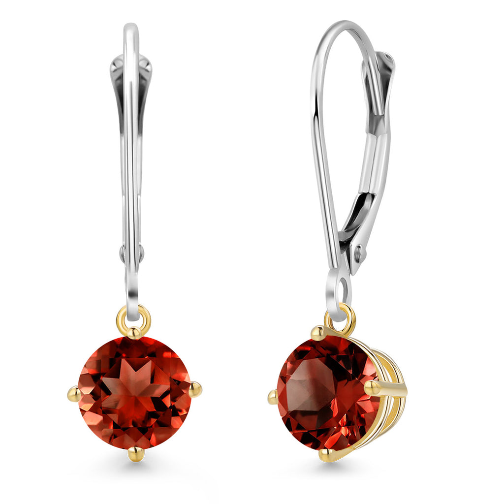 Garnet - January_Earrings in 925 Sterling Silver and 10K Yellow Gold