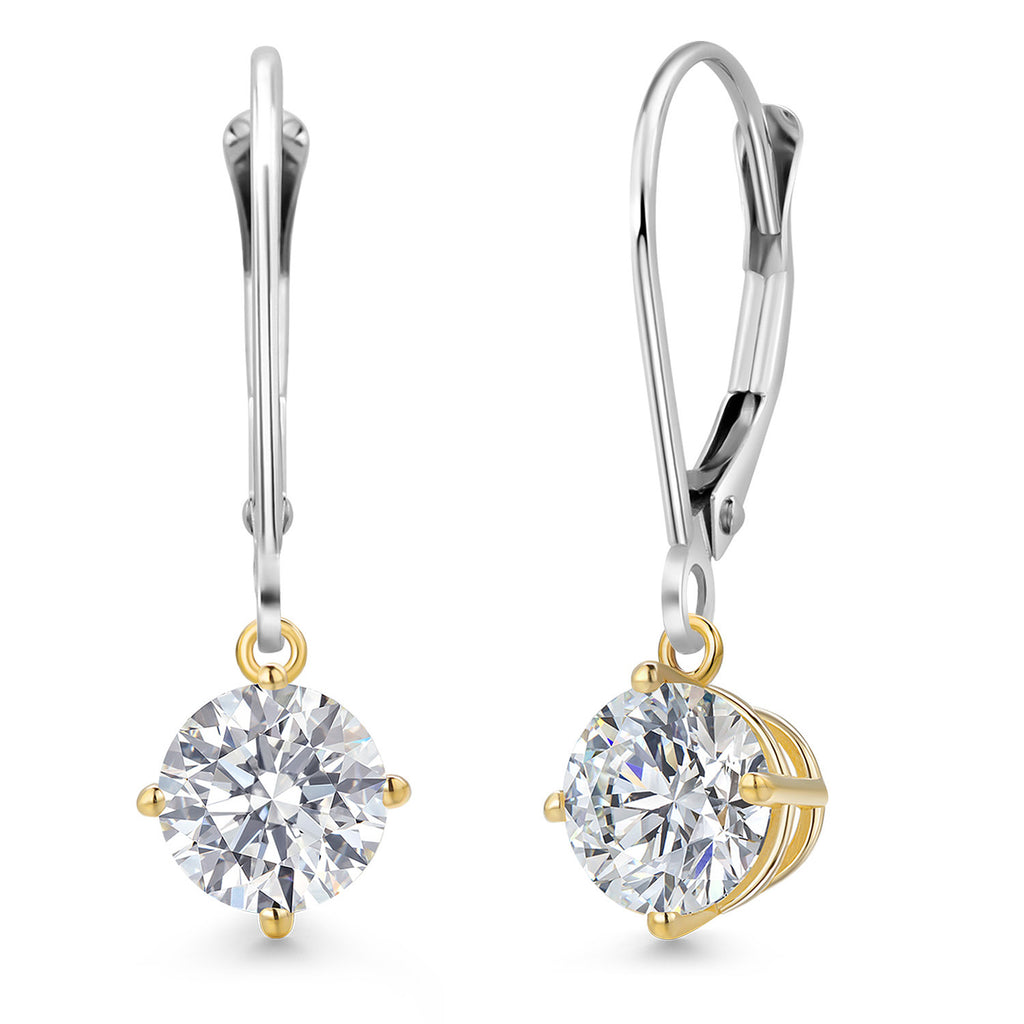 Round Cut_Earrings in 925 Sterling Silver and 10K Yellow Gold