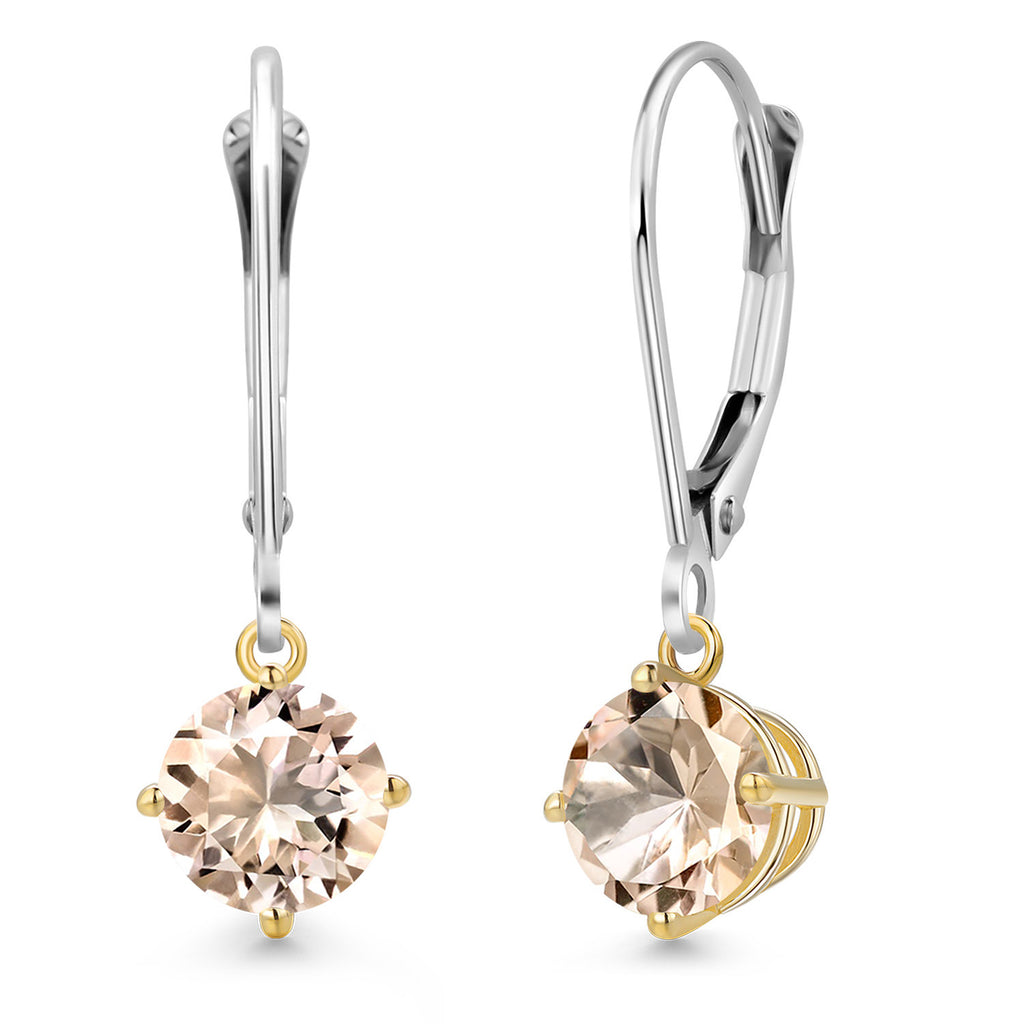 Morganite - October_Earrings in 925 Sterling Silver and 10K Yellow Gold