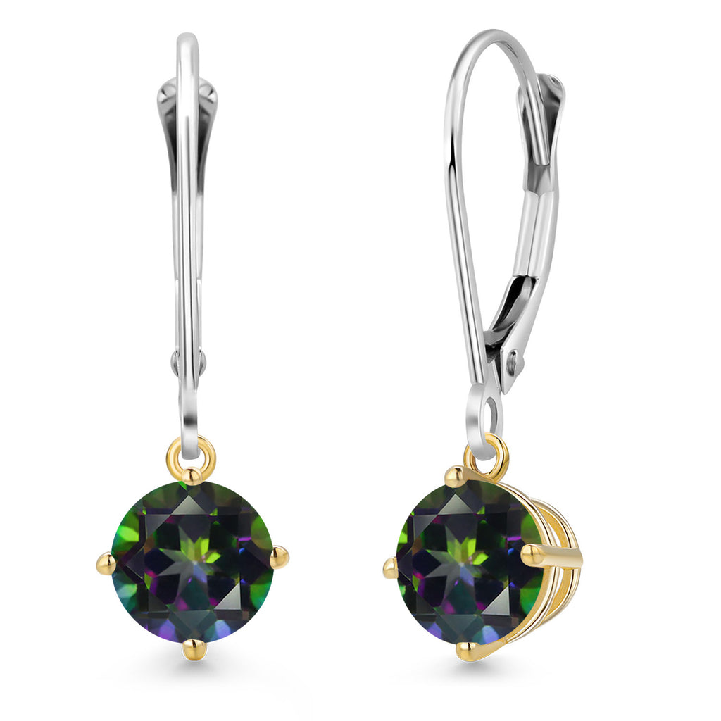 Green Mystic Topaz_Earrings in 925 Sterling Silver and 10K Yellow Gold