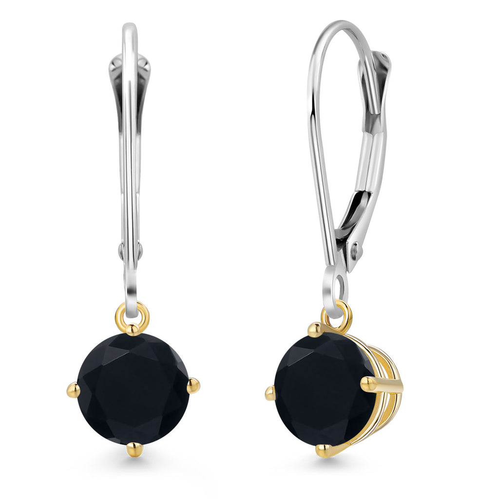 Onyx - December_Earrings in 925 Sterling Silver and 10K Yellow Gold
