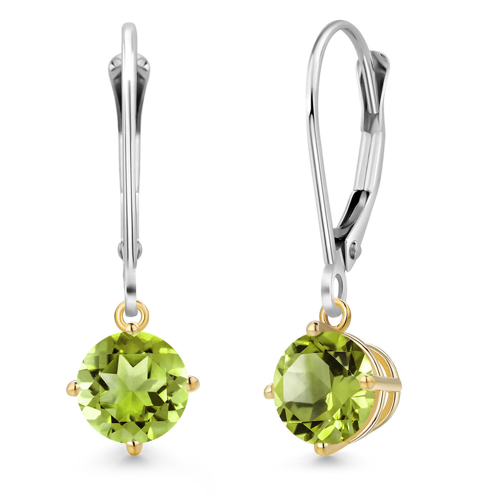 Peridot - August_Earrings in 925 Sterling Silver and 10K Yellow Gold