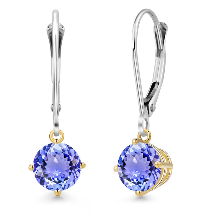 Tanzanite - December_Earrings in 925 Sterling Silver and 10K Yellow Gold