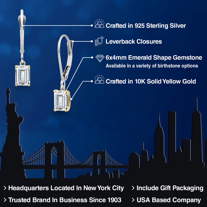 Earrings in 925 Sterling Silver and 10K Yellow Gold