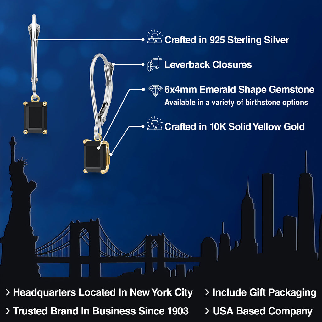 Earrings in 925 Sterling Silver and 10K Yellow Gold