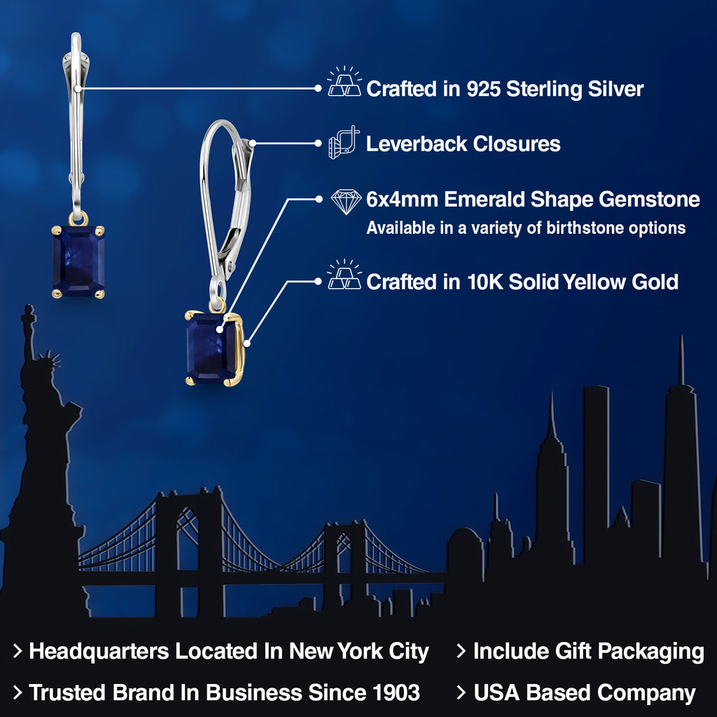 Earrings in 925 Sterling Silver and 10K Yellow Gold