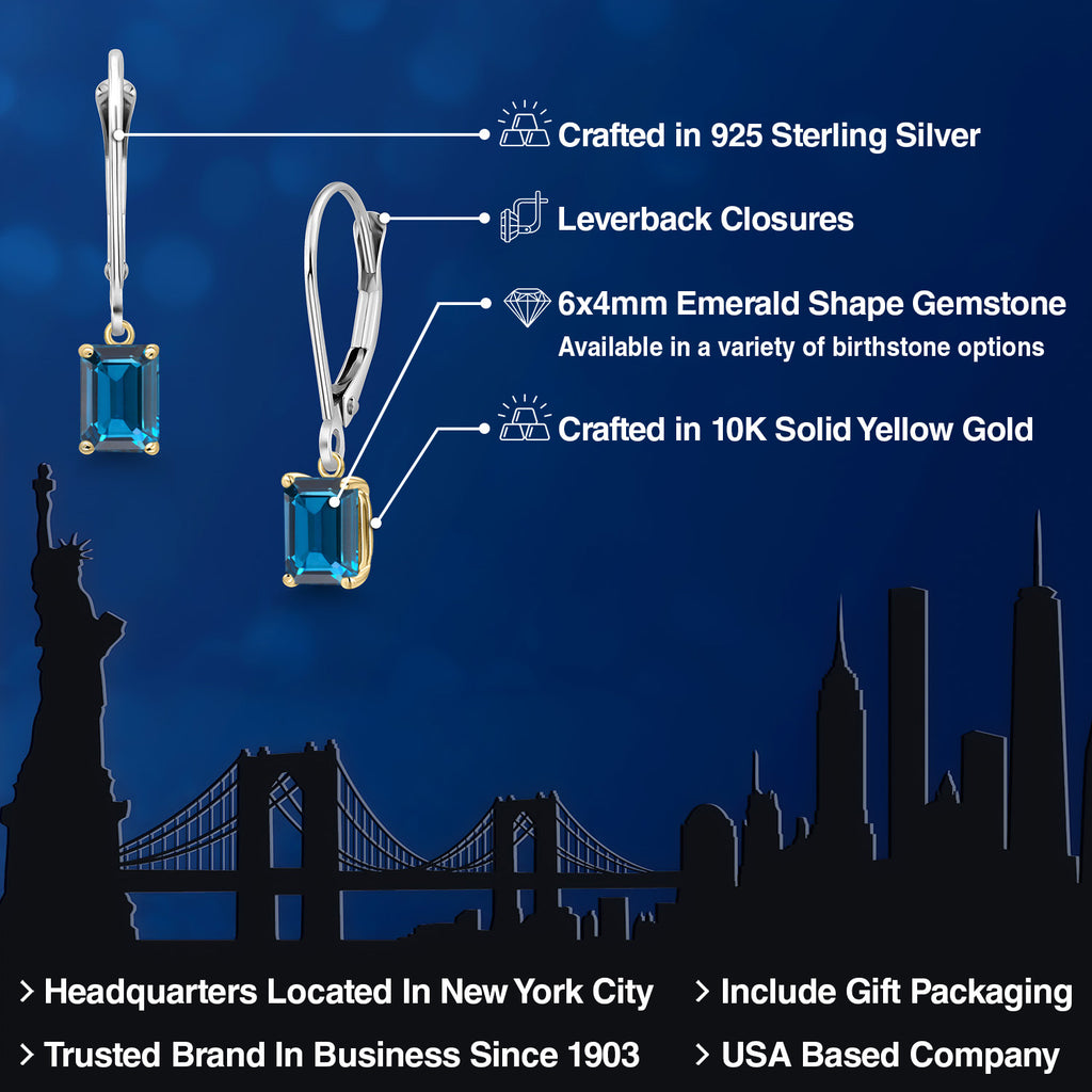 Earrings in 925 Sterling Silver and 10K Yellow Gold