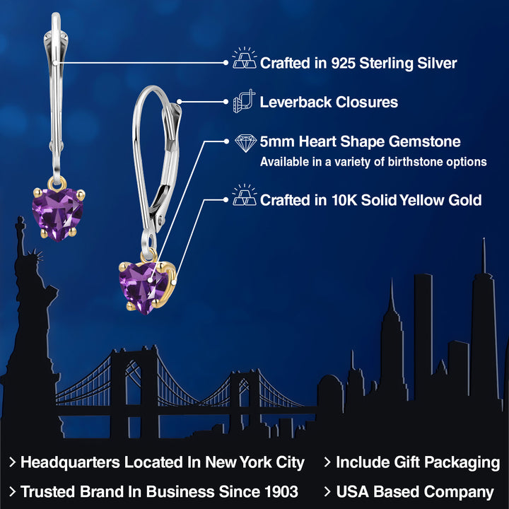 Earrings in 925 Sterling Silver and 10K Yellow Gold