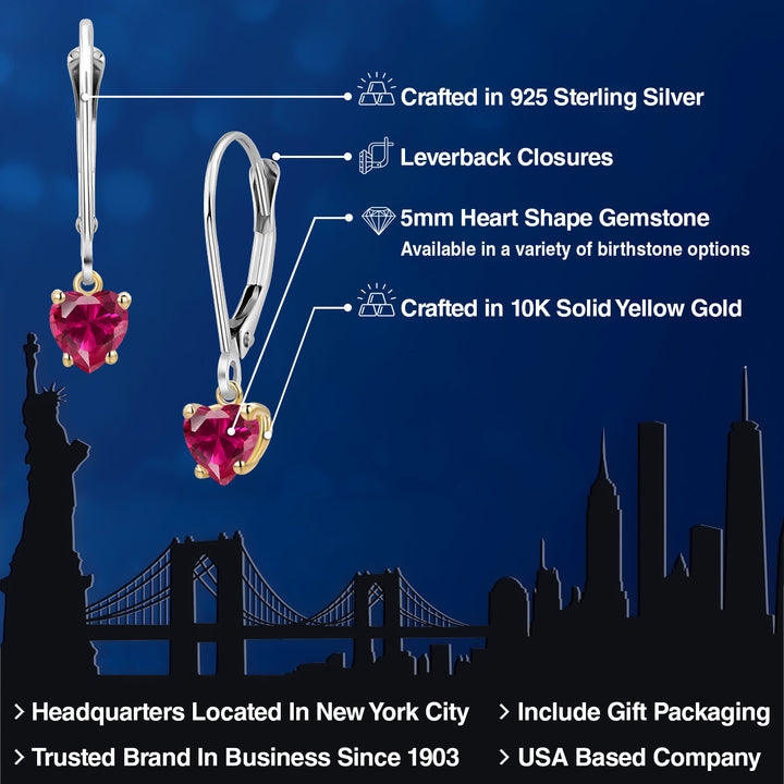 Earrings in 925 Sterling Silver and 10K Yellow Gold