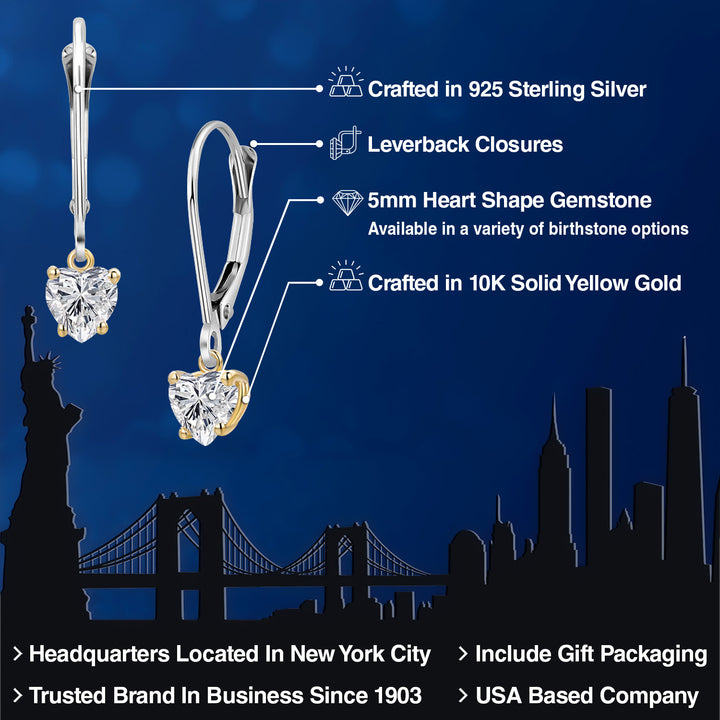 Earrings in 925 Sterling Silver and 10K Yellow Gold