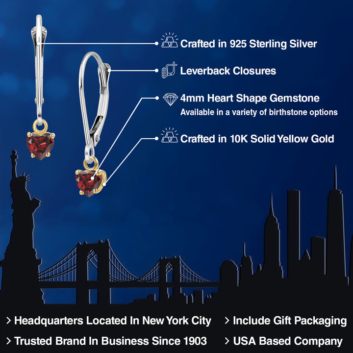 Earrings in 925 Sterling Silver and 10K Yellow Gold