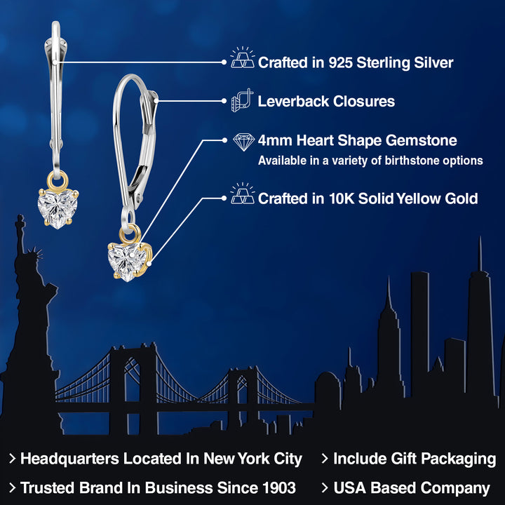 Earrings in 925 Sterling Silver and 10K Yellow Gold