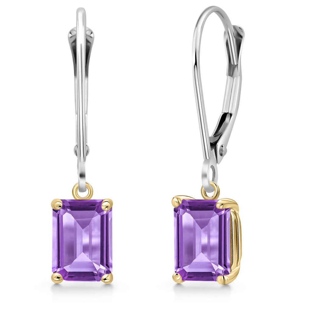 Amethyst - February_Earrings in 925 Sterling Silver and 10K Yellow Gold