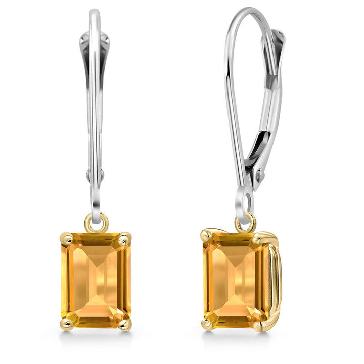Citrine - November_Earrings in 925 Sterling Silver and 10K Yellow Gold