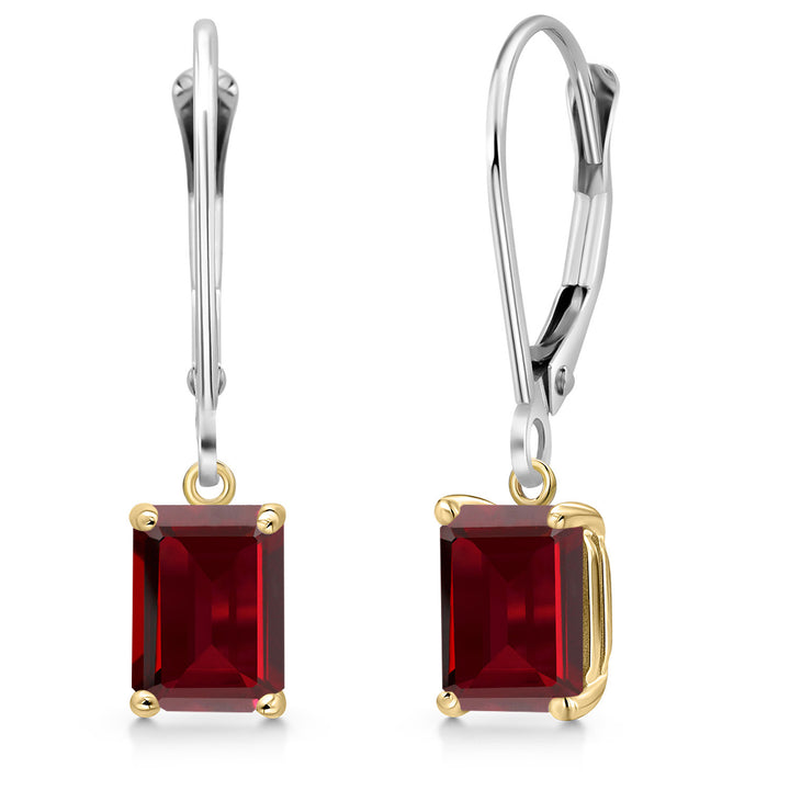 Garnet - January_Earrings in 925 Sterling Silver and 10K Yellow Gold