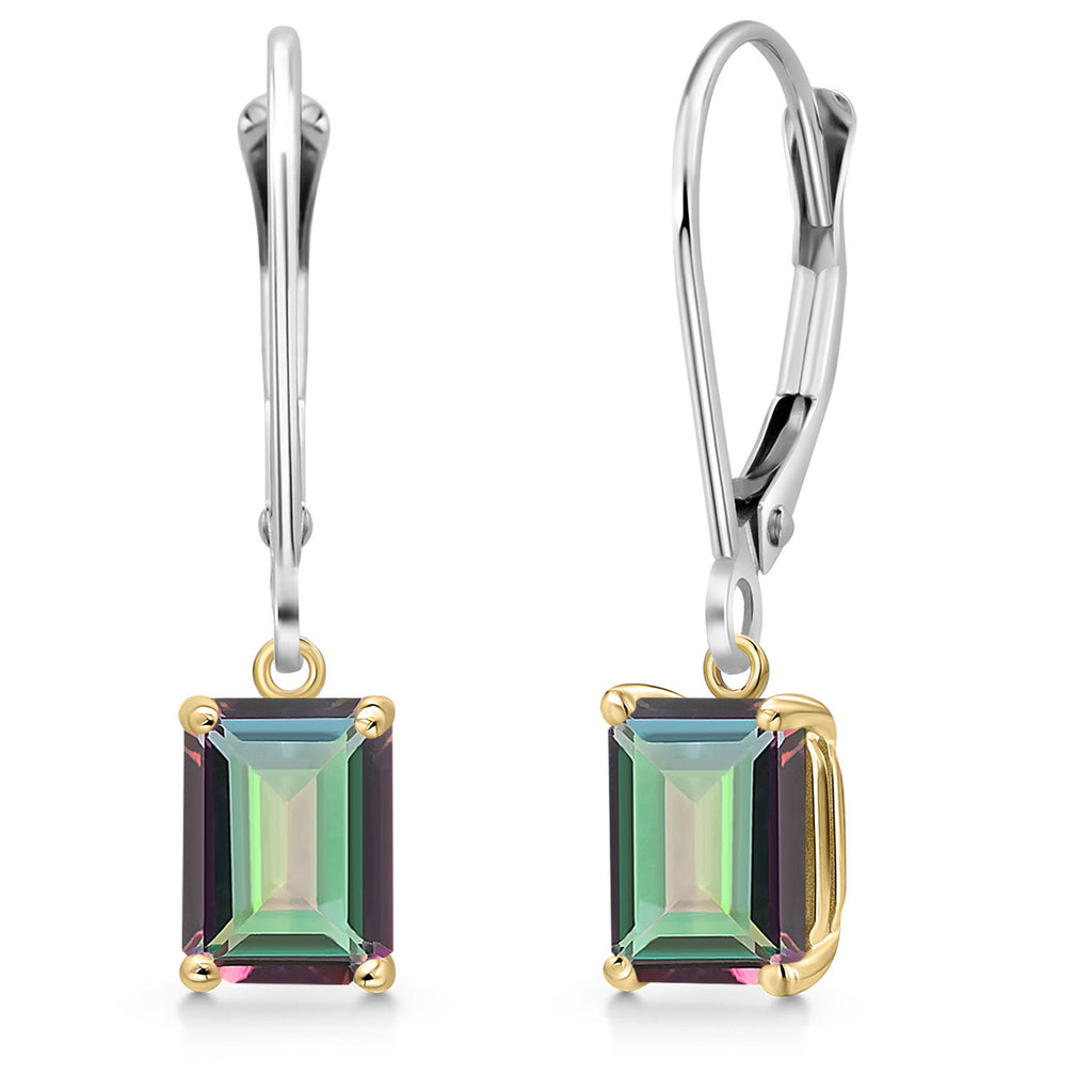 Green Mystic Topaz_Earrings in 925 Sterling Silver and 10K Yellow Gold