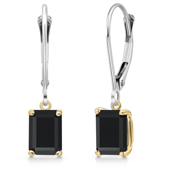 Onyx - December_Earrings in 925 Sterling Silver and 10K Yellow Gold