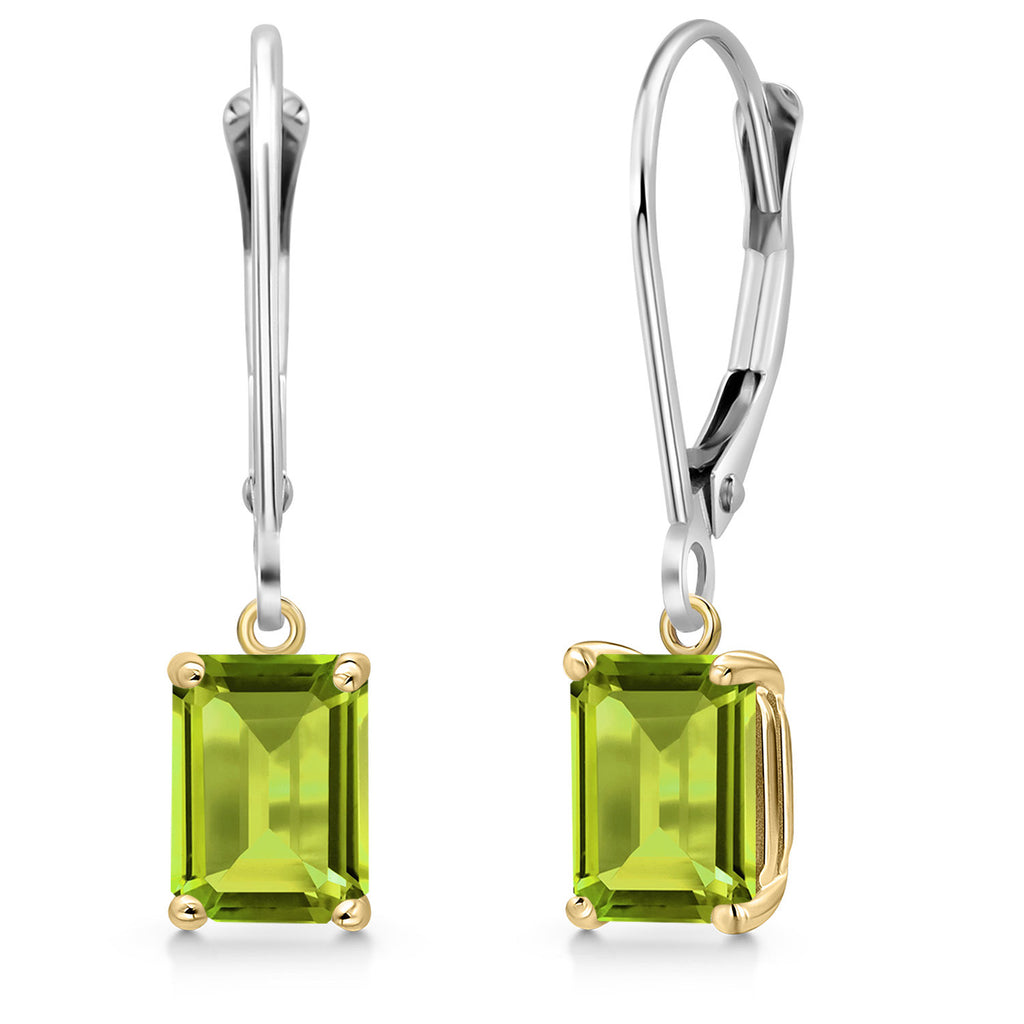 Peridot - August_Earrings in 925 Sterling Silver and 10K Yellow Gold