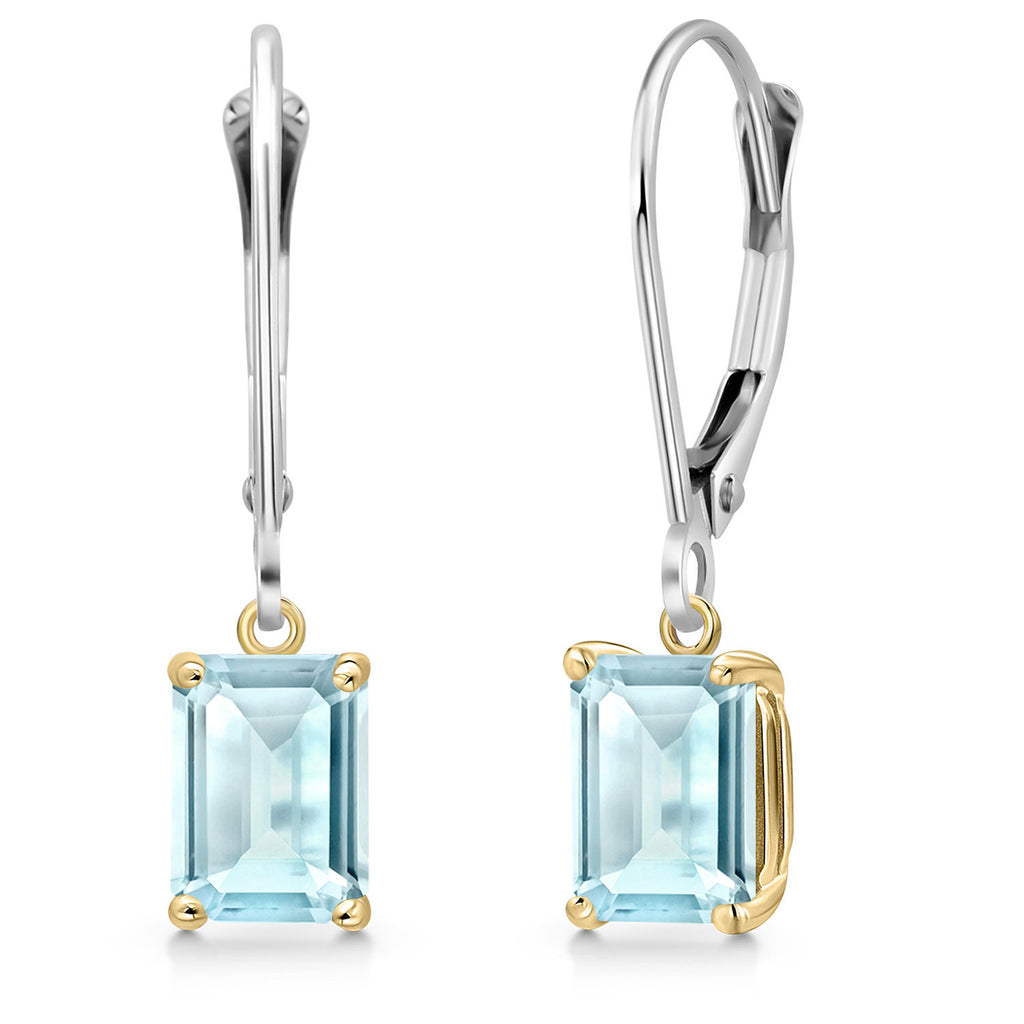 Sky Blue Topaz - November_Earrings in 925 Sterling Silver and 10K Yellow Gold