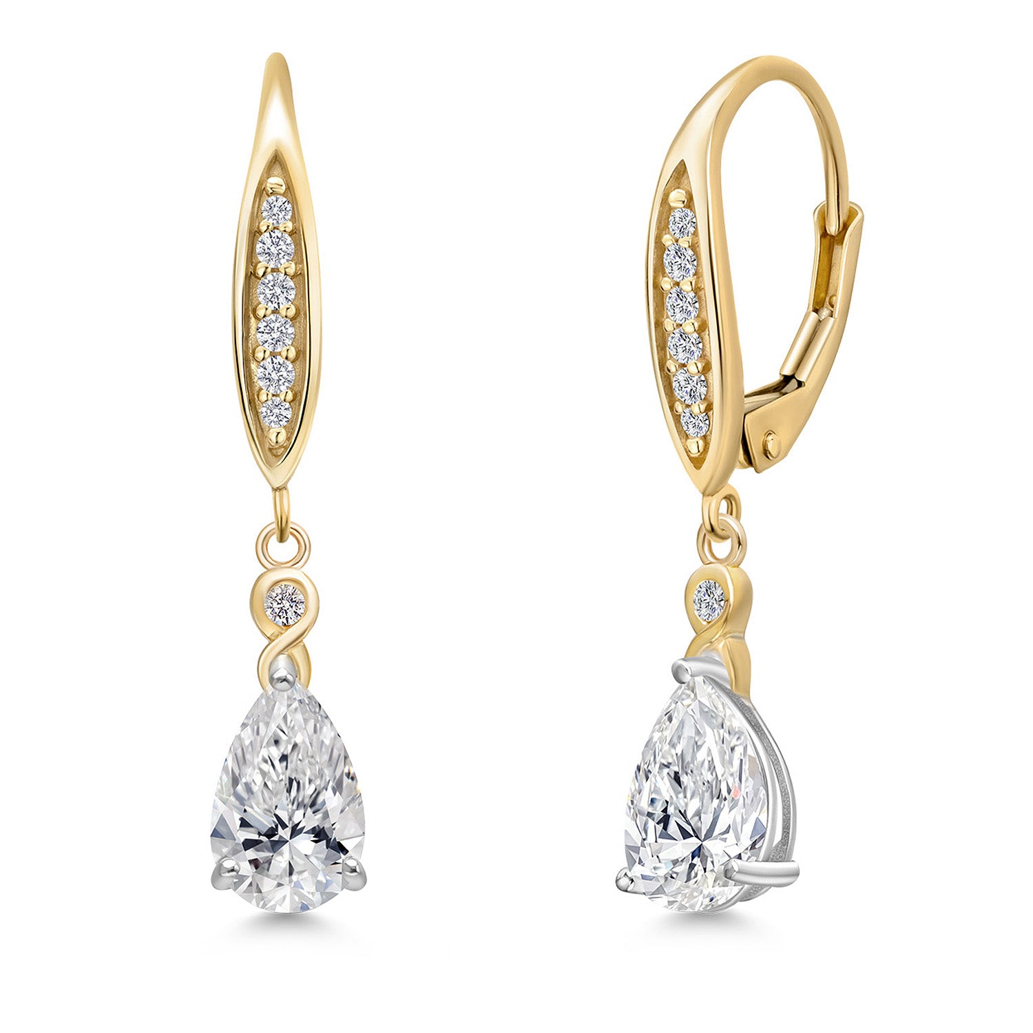 Earrings in 925 Sterling Silver and 10K Yellow Gold