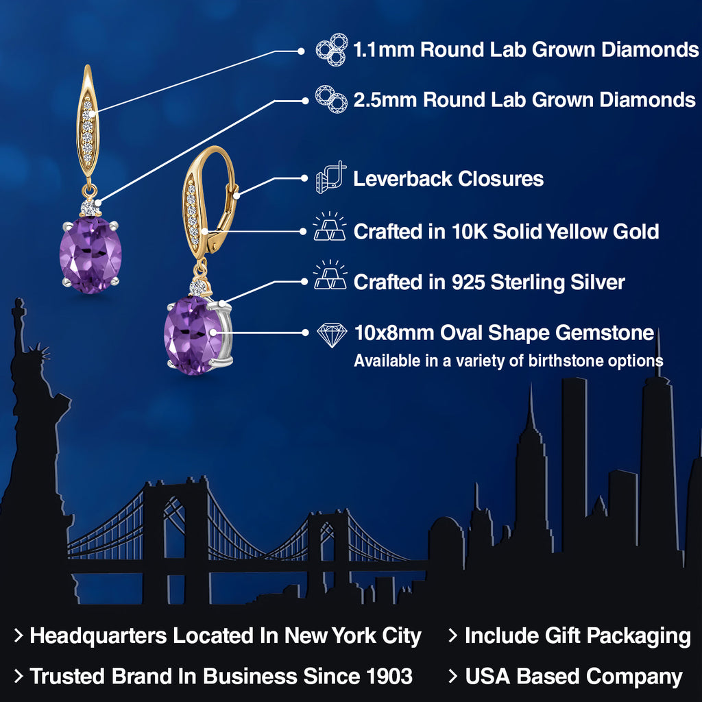 Earrings in 925 Sterling Silver and 10K Yellow Gold