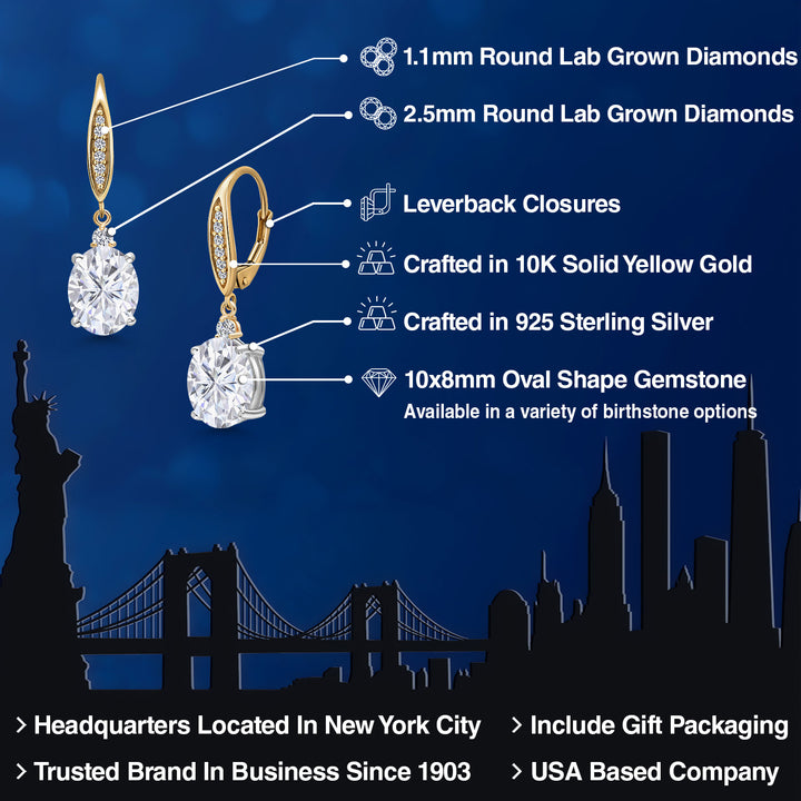 Earrings in 925 Sterling Silver and 10K Yellow Gold