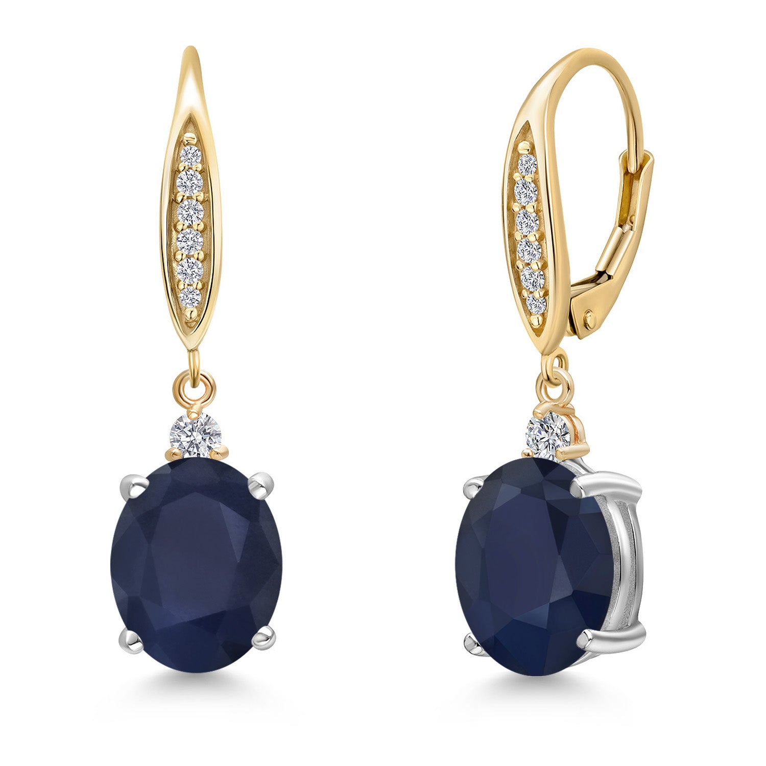 Earrings in 925 Sterling Silver and 10K Yellow Gold