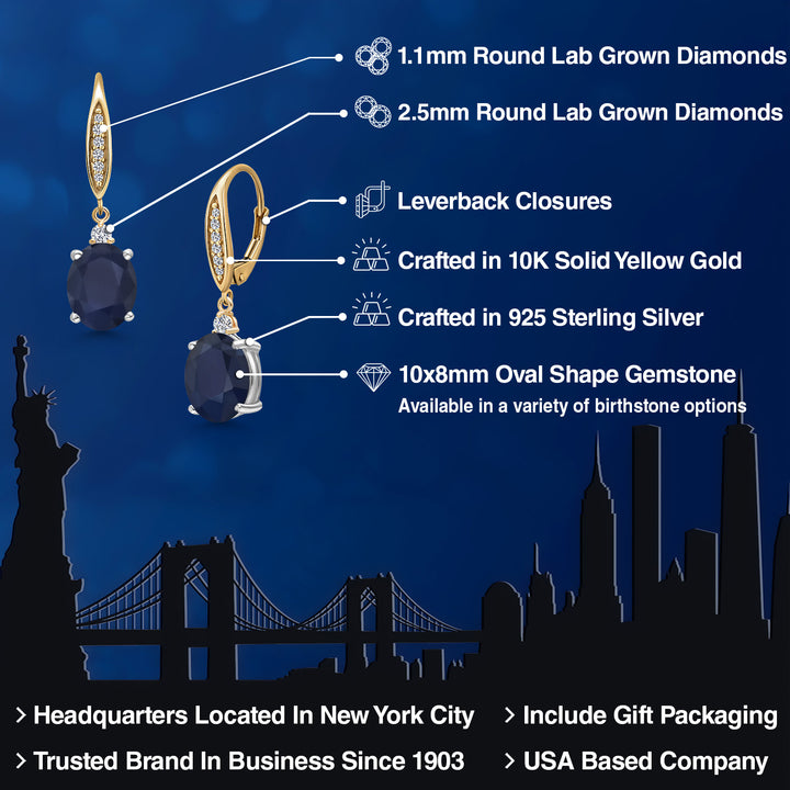 Earrings in 925 Sterling Silver and 10K Yellow Gold