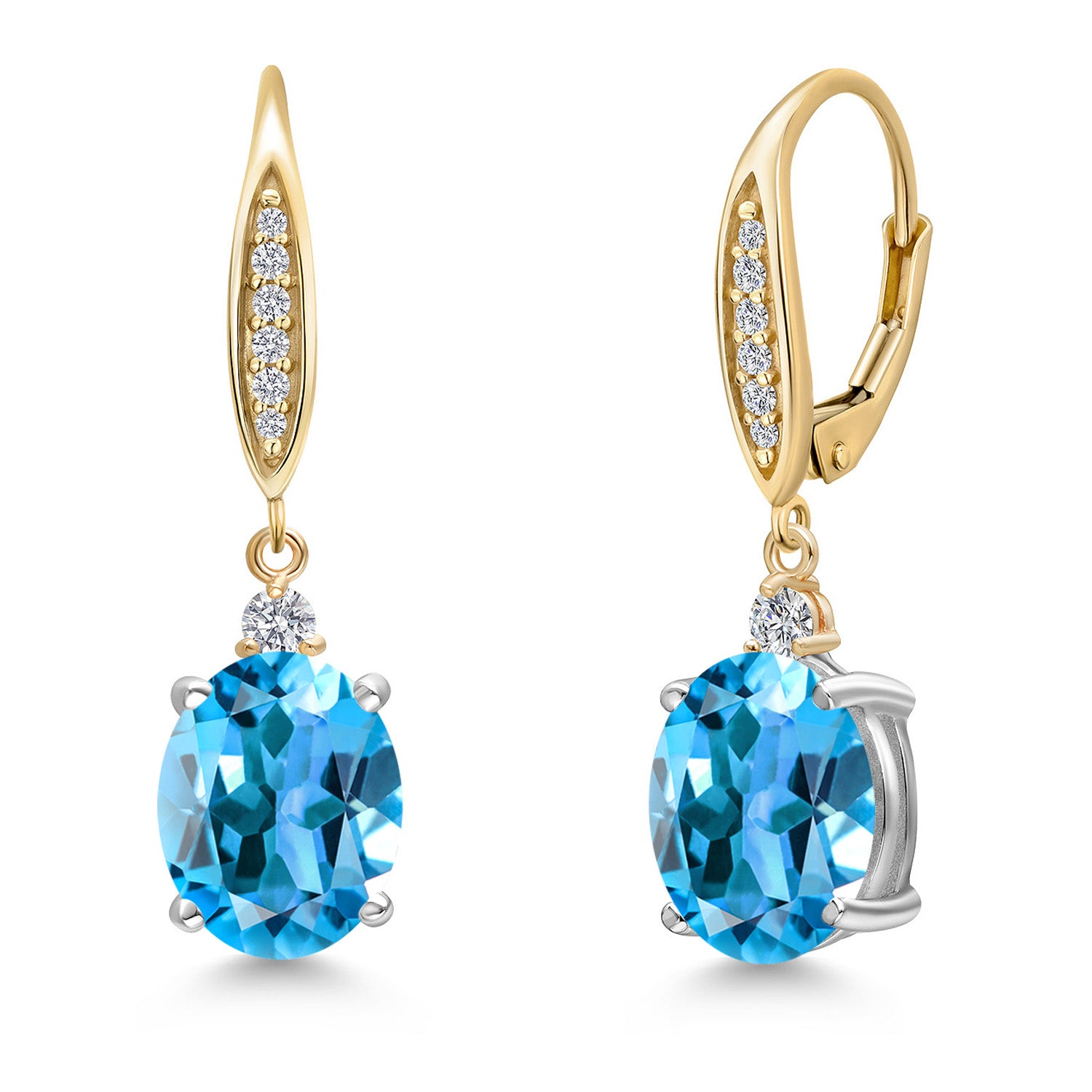 Earrings in 925 Sterling Silver and 10K Yellow Gold