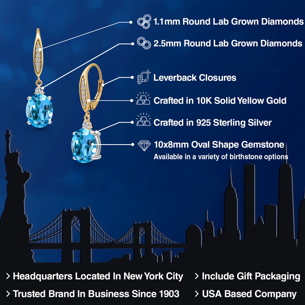 Earrings in 925 Sterling Silver and 10K Yellow Gold
