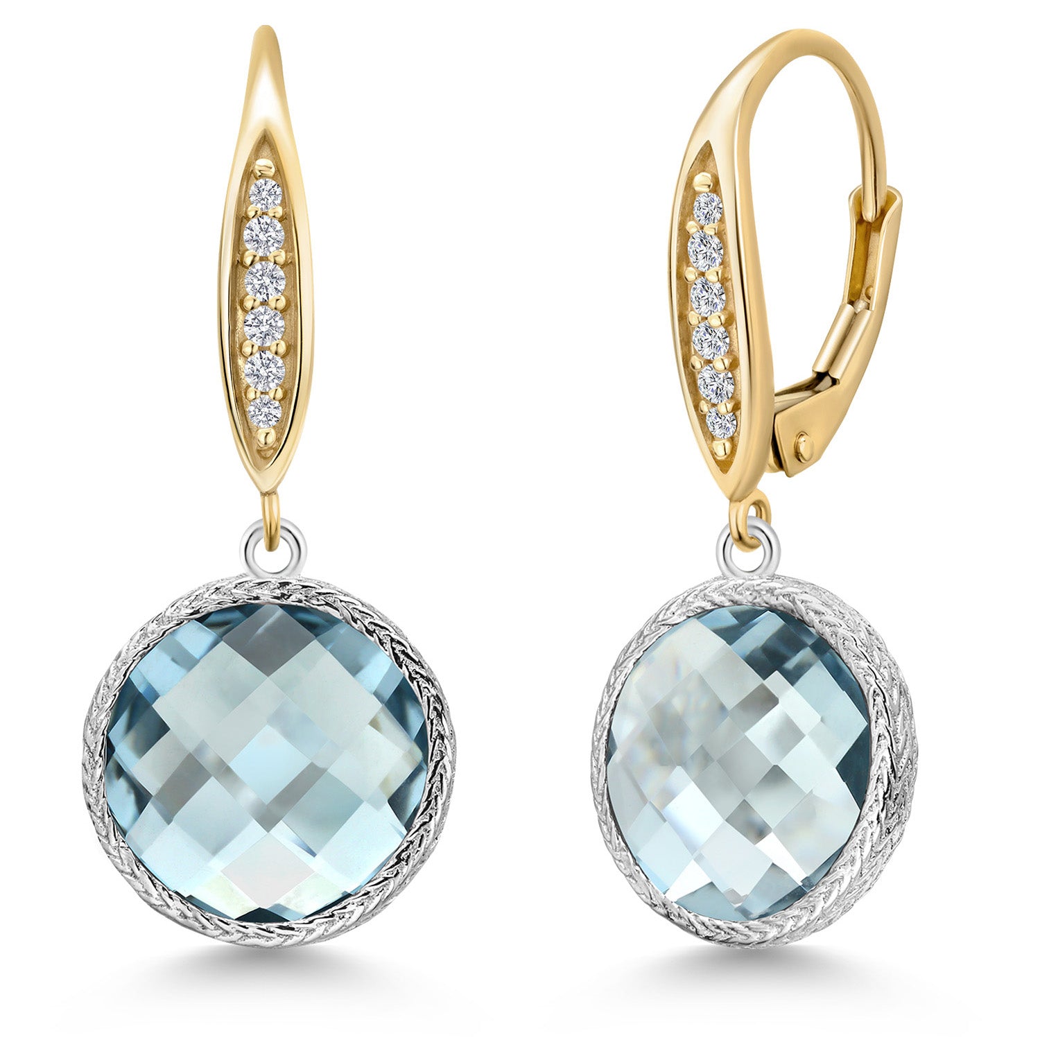 Earrings in 925 Sterling Silver and 10K Yellow Gold