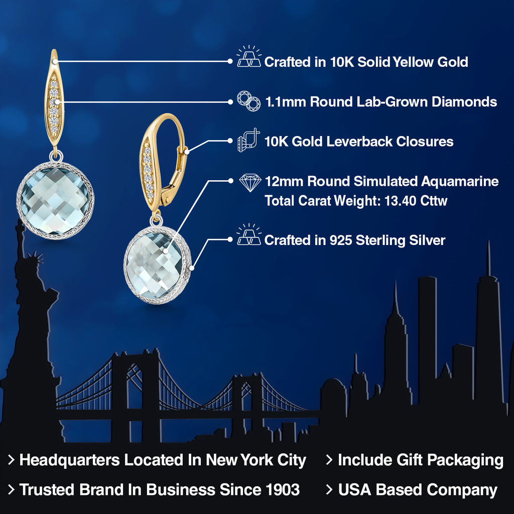 Earrings in 925 Sterling Silver and 10K Yellow Gold
