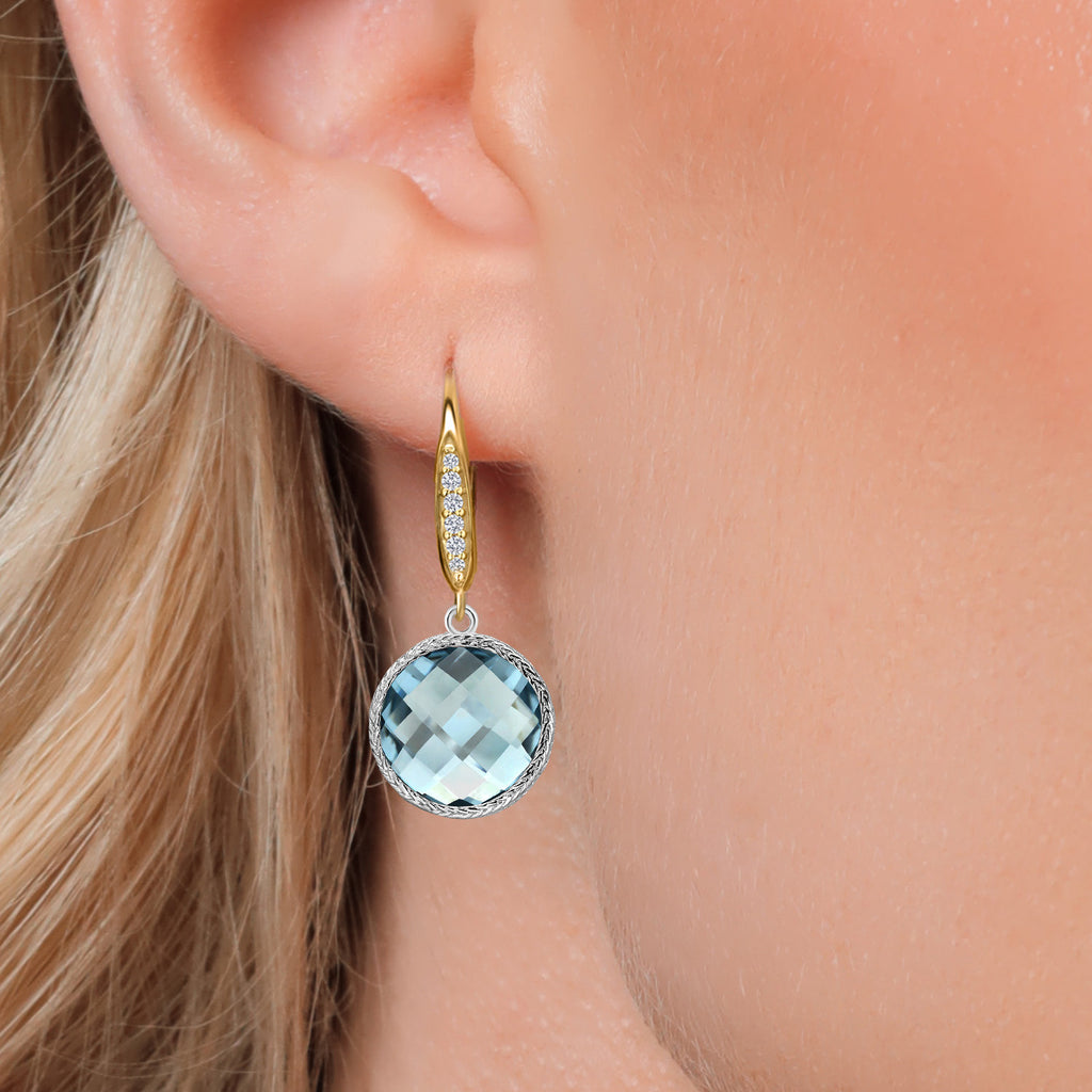 Earrings in 925 Sterling Silver and 10K Yellow Gold