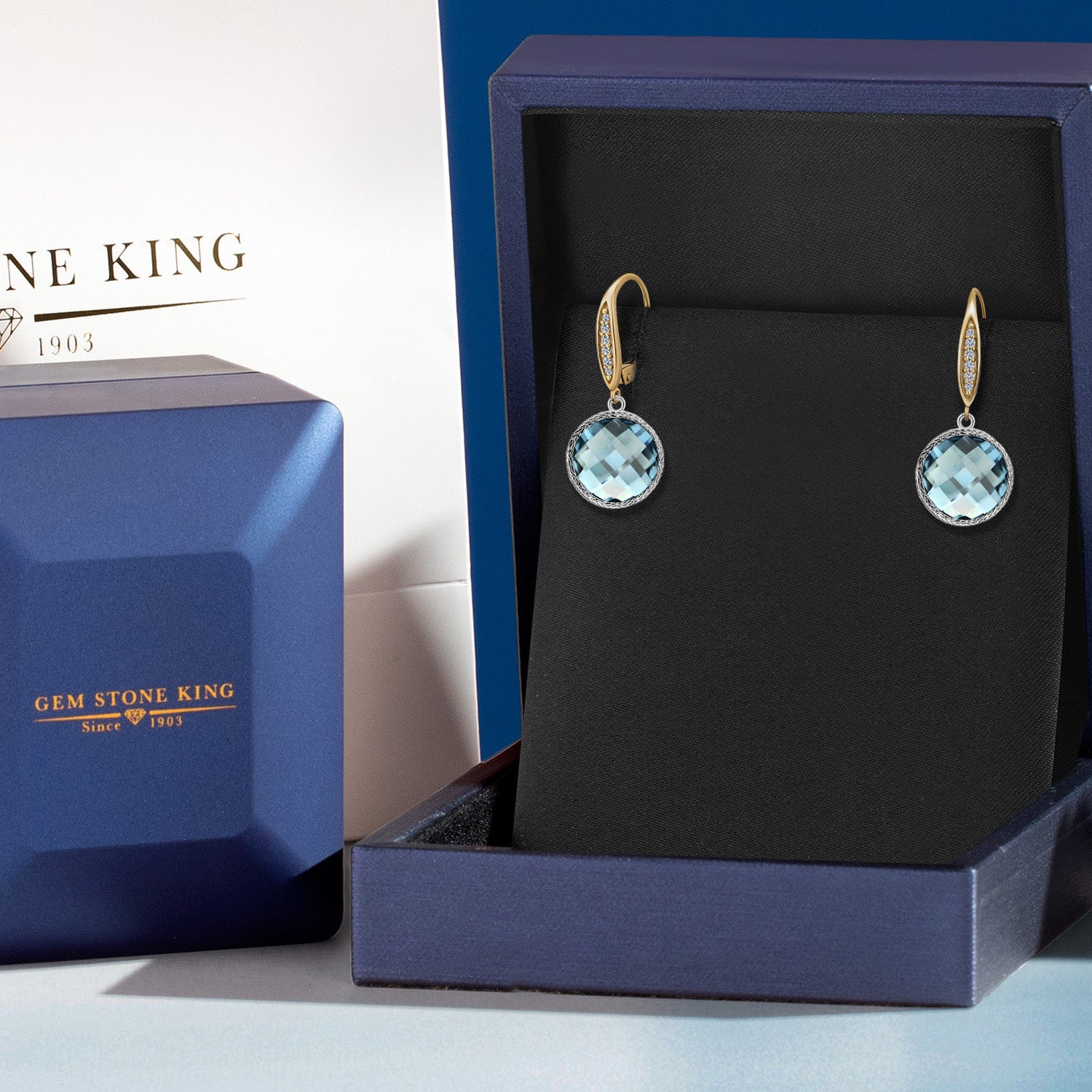 Earrings in 925 Sterling Silver and 10K Yellow Gold