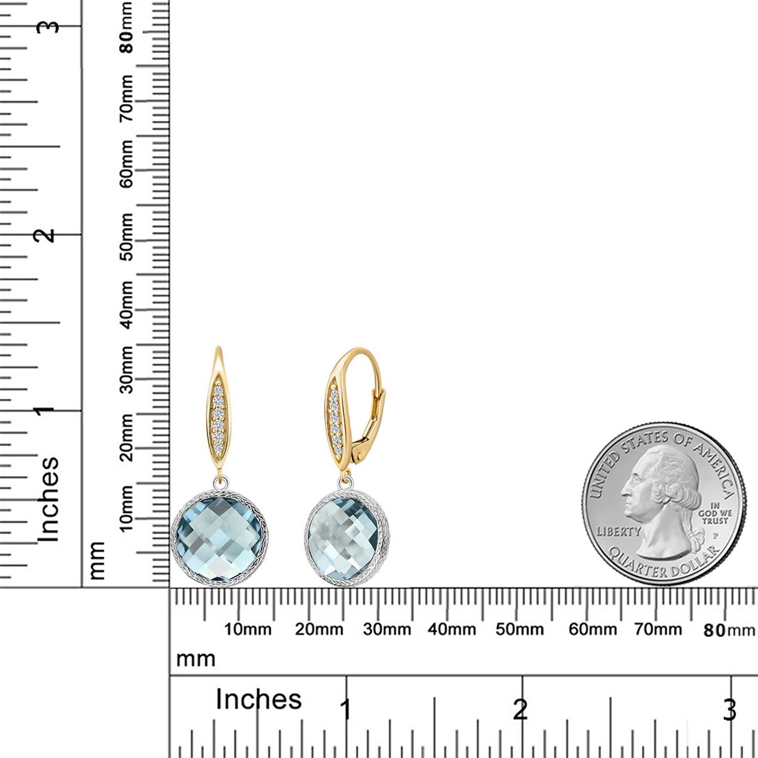 Earrings in 925 Sterling Silver and 10K Yellow Gold