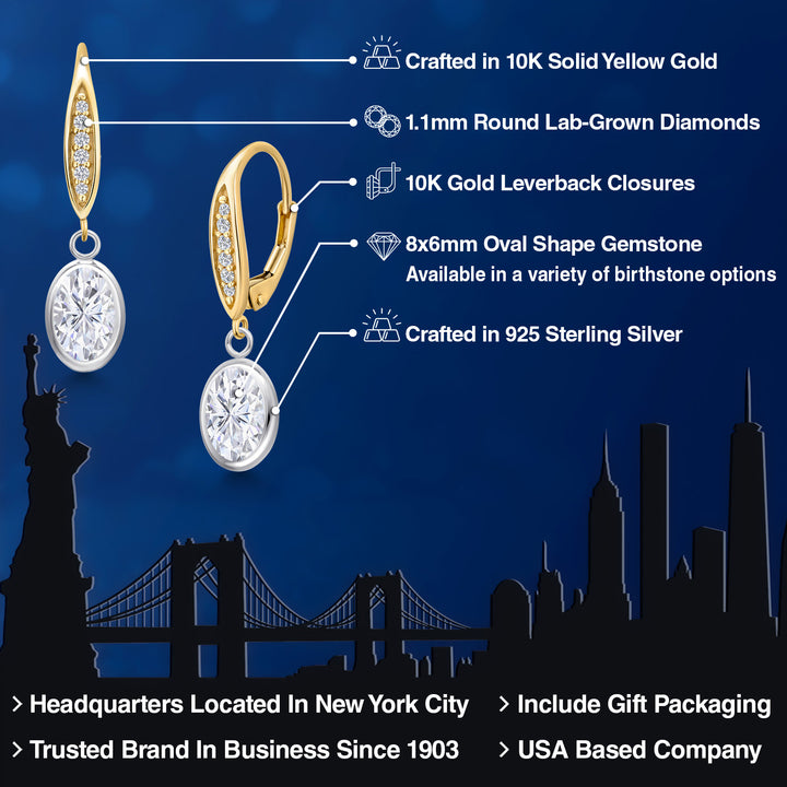 Earrings in 925 Sterling Silver and 10K Yellow Gold