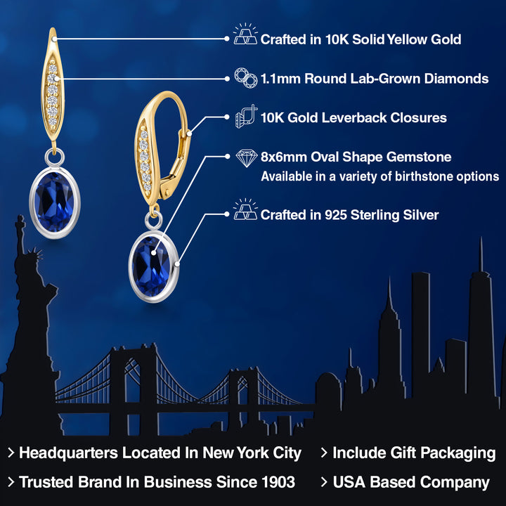 Earrings in 925 Sterling Silver and 10K Yellow Gold