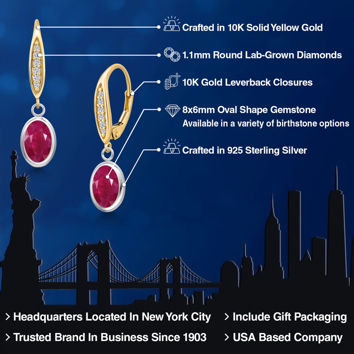 Earrings in 925 Sterling Silver and 10K Yellow Gold
