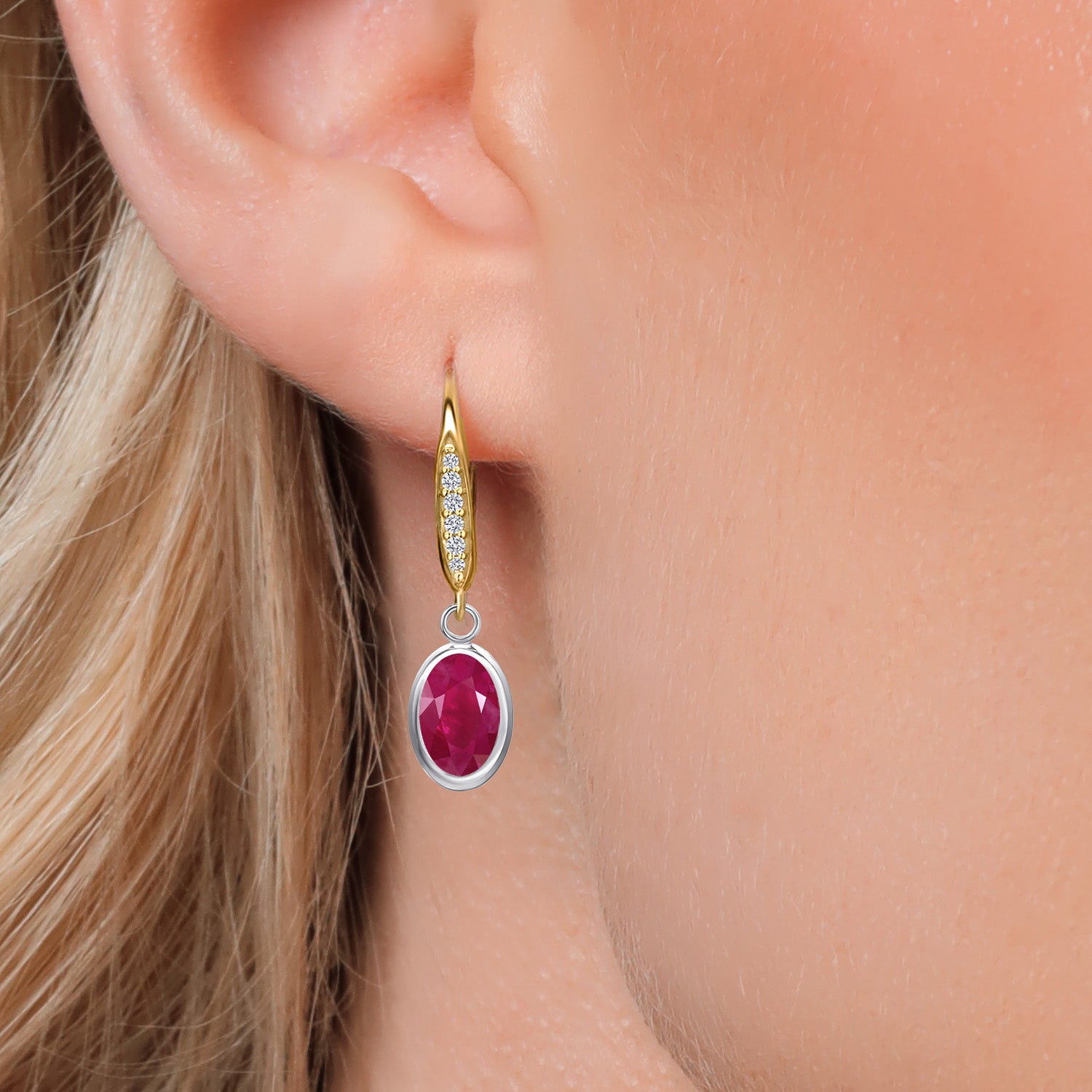 Earrings in 925 Sterling Silver and 10K Yellow Gold