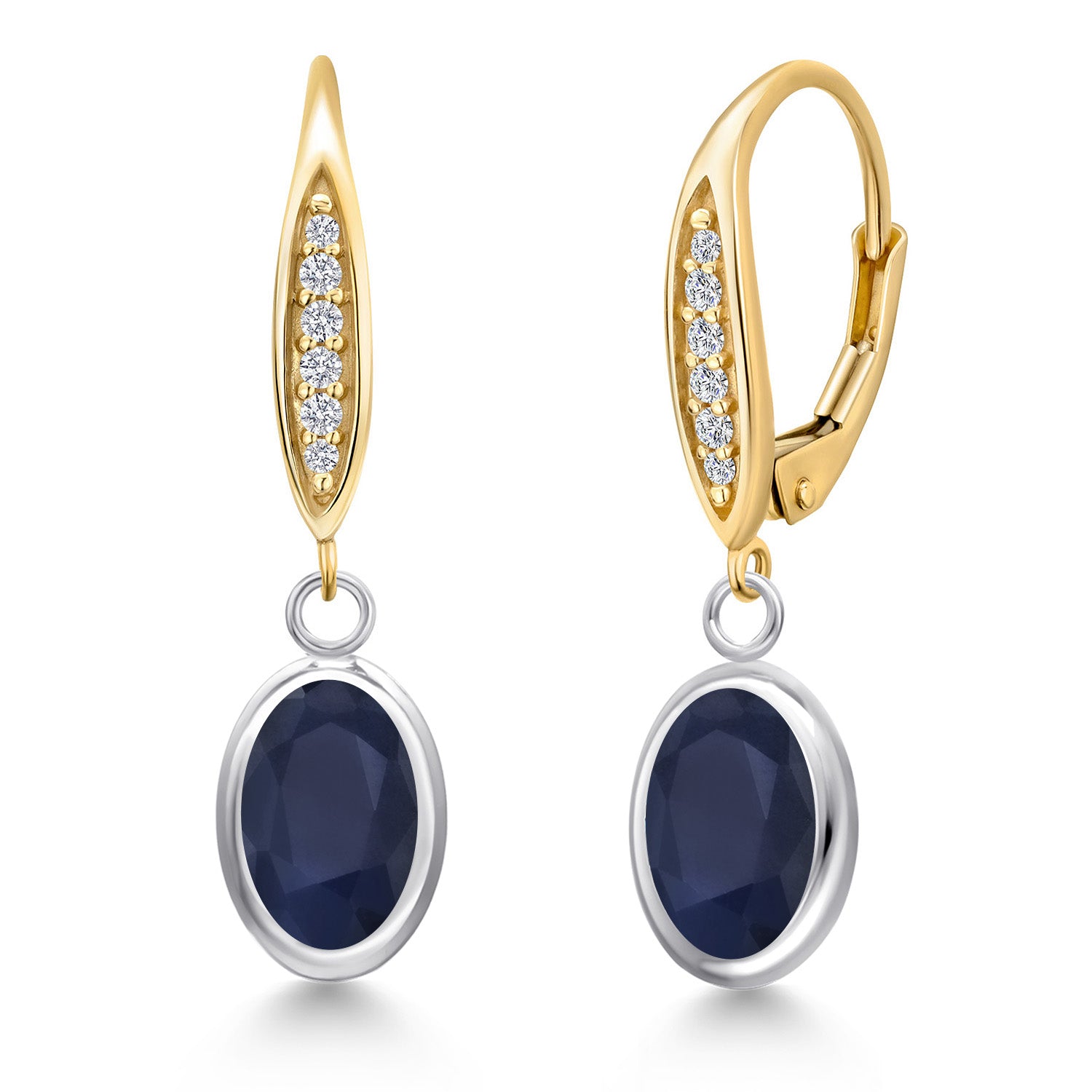 Earrings in 925 Sterling Silver and 10K Yellow Gold