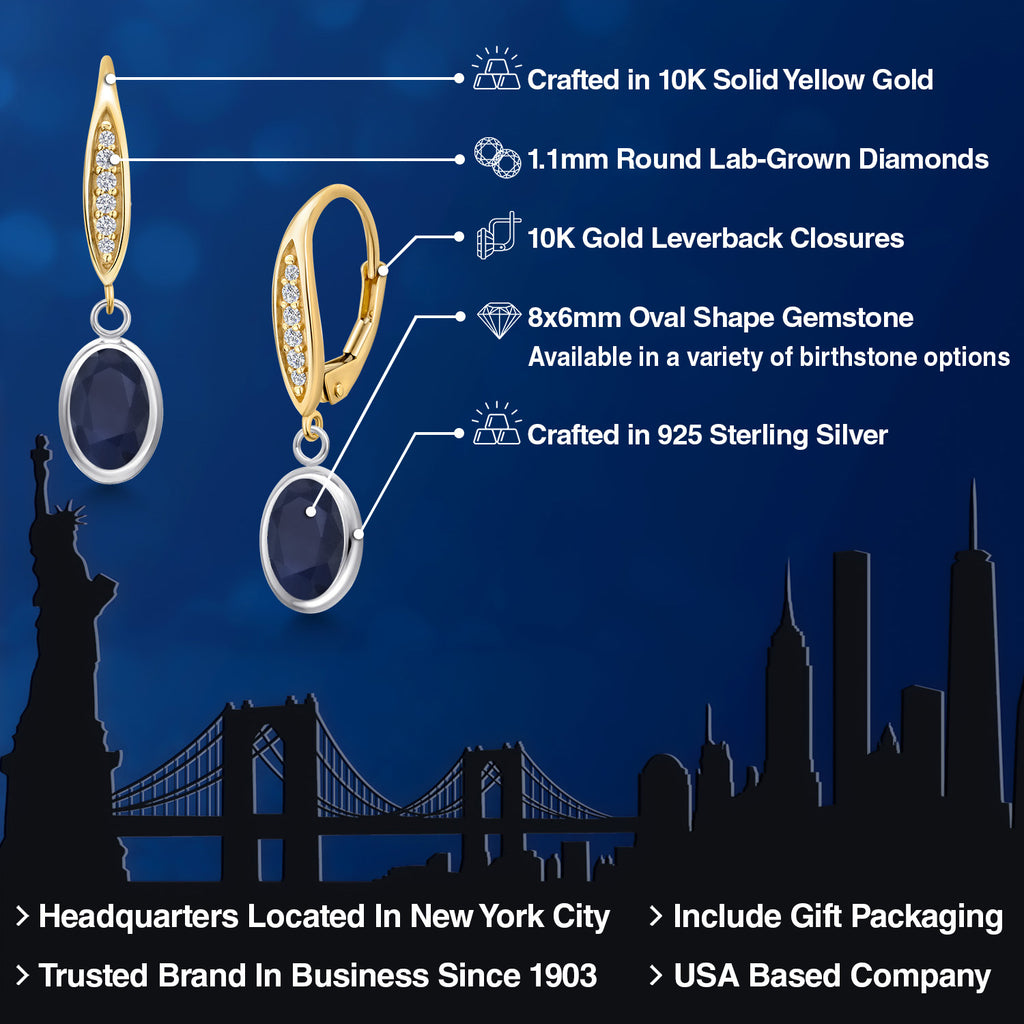 Earrings in 925 Sterling Silver and 10K Yellow Gold