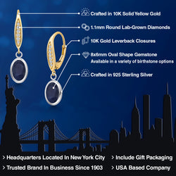 Earrings in 925 Sterling Silver and 10K Yellow Gold