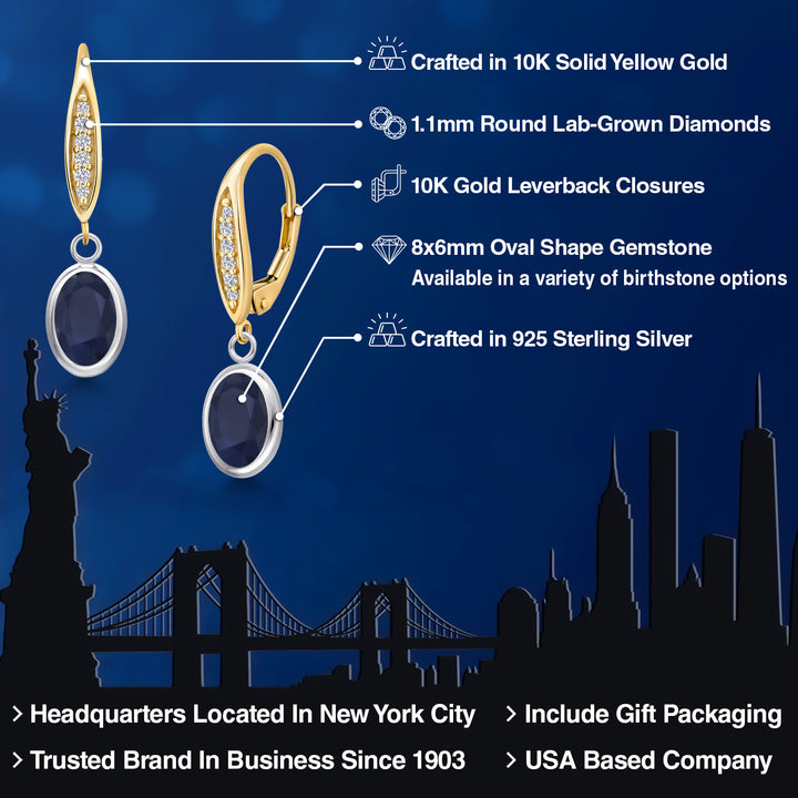 Earrings in 925 Sterling Silver and 10K Yellow Gold