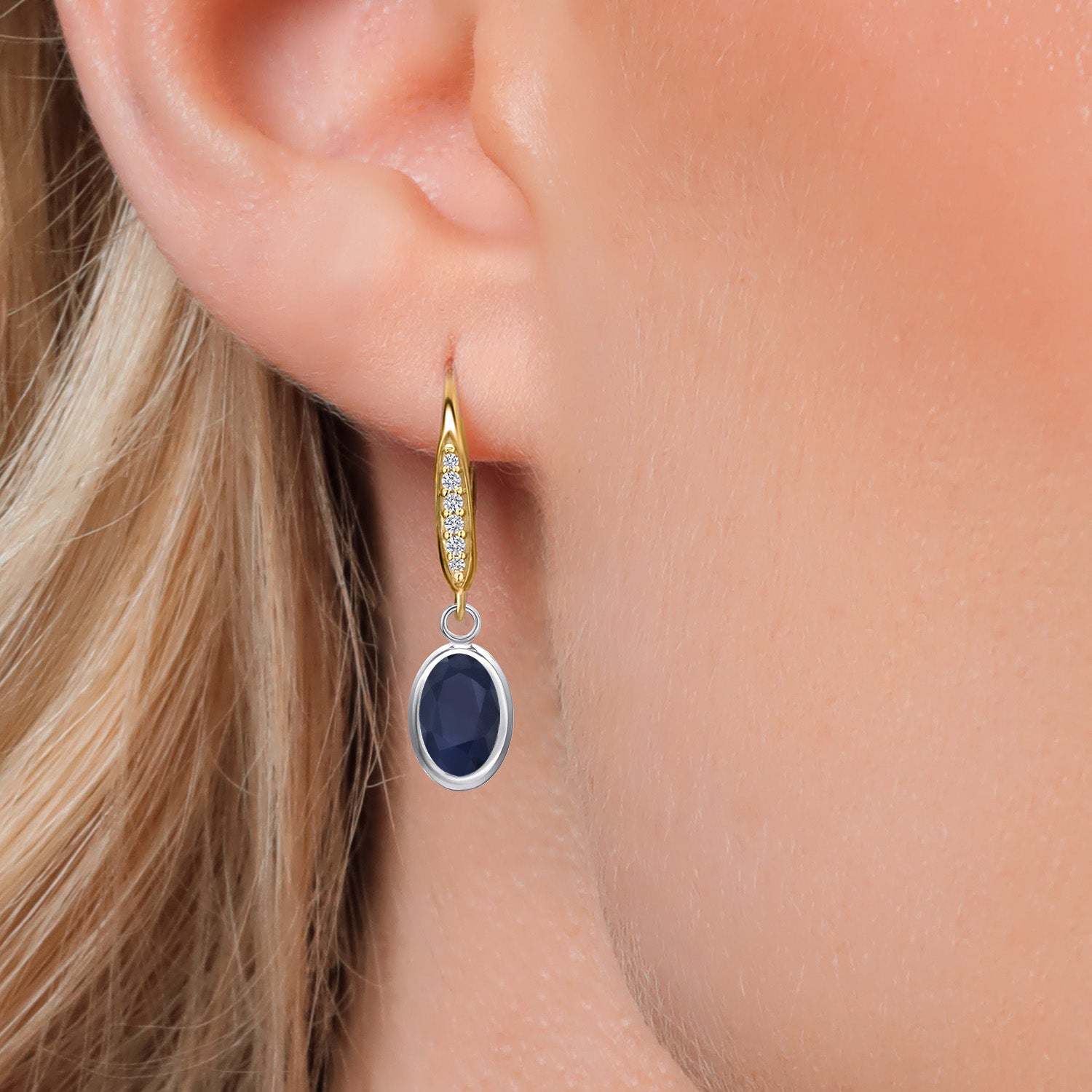 Earrings in 925 Sterling Silver and 10K Yellow Gold