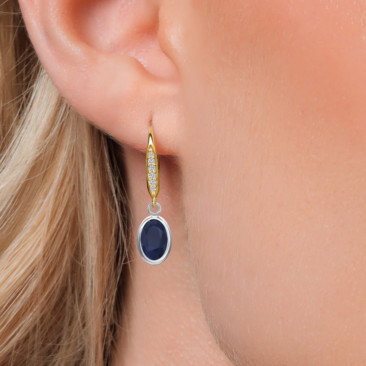 Earrings in 925 Sterling Silver and 10K Yellow Gold